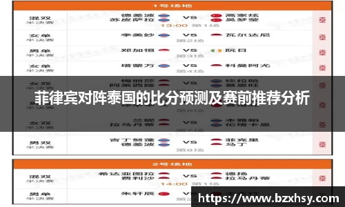 菲律宾对阵泰国的比分预测及赛前推荐分析