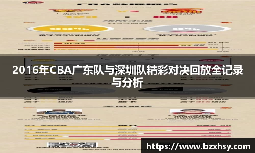 2016年CBA广东队与深圳队精彩对决回放全记录与分析